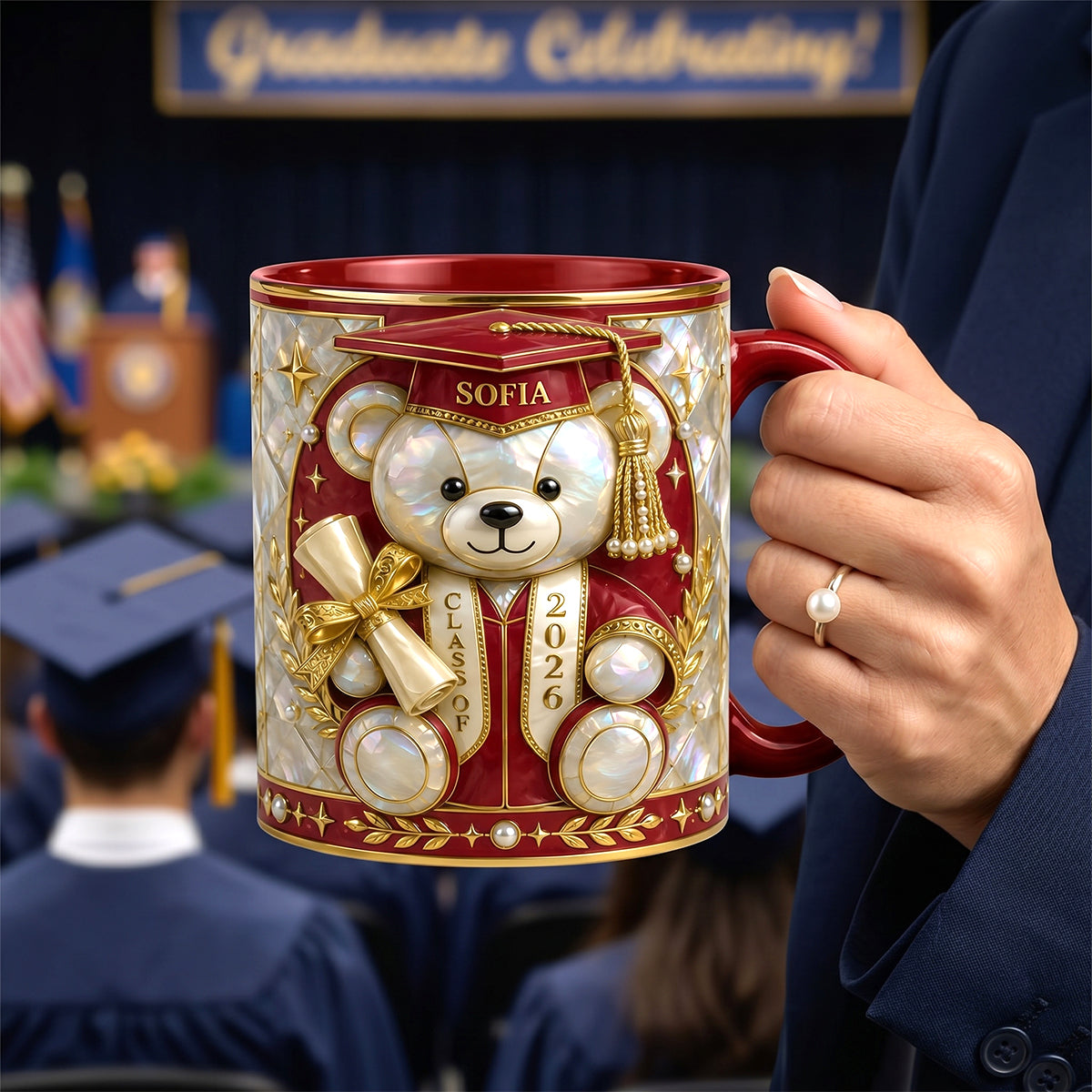 Lovely Bear - Celebrate Graduation Accent Mug - Personalized Gifts For Graduates 04tytn080526