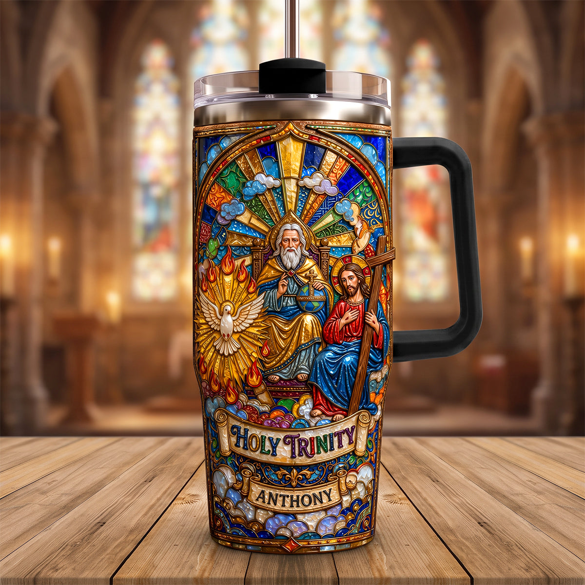Holy Trinity 40oz Tumbler With Handle - Personalized Gifts For Christians 06padh040726