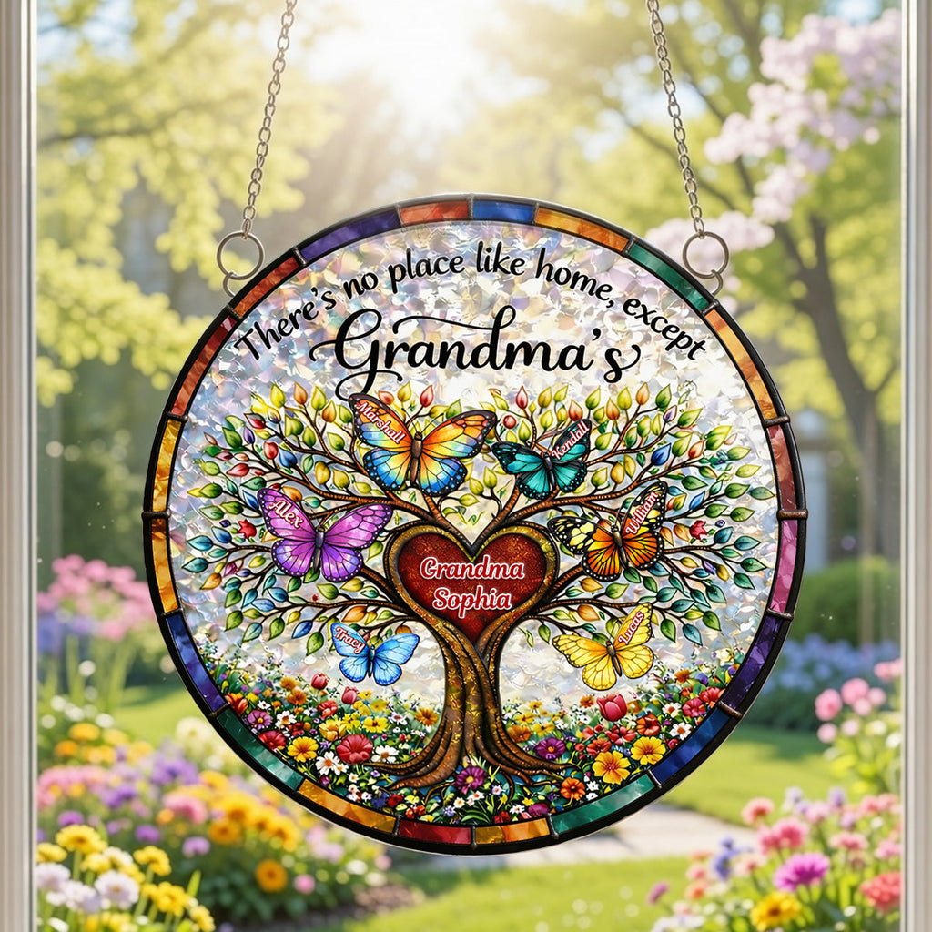 Butterfly Family Tree Suncatcher Ornament - Personalized Gifts For Grandma 06tymg040326