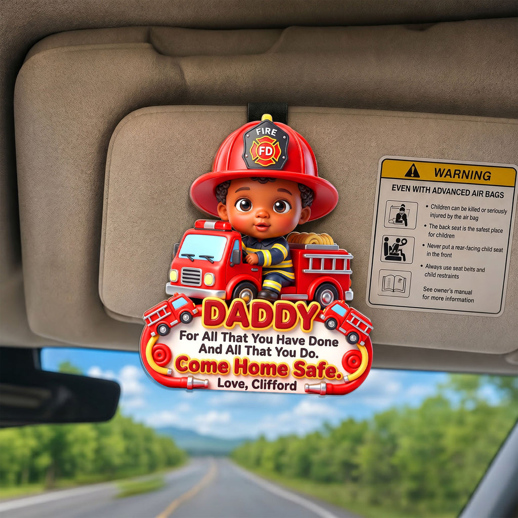 Firefighter Hero Dad - Custom Photo Acrylic Car Visor Clip Gifts For Dad 03HULU270526