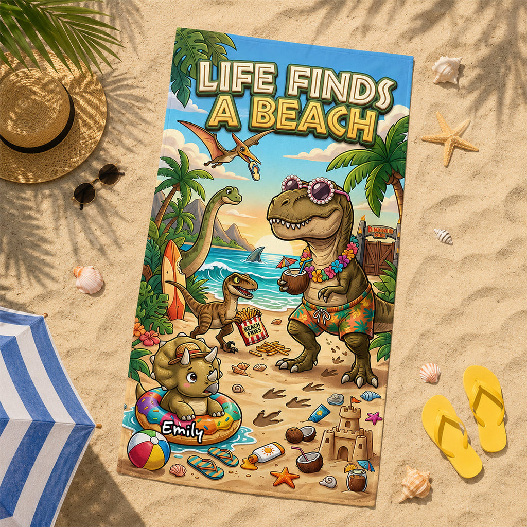 Prehistoric World Beach Towel - Personalized Gifts 04tydh160726