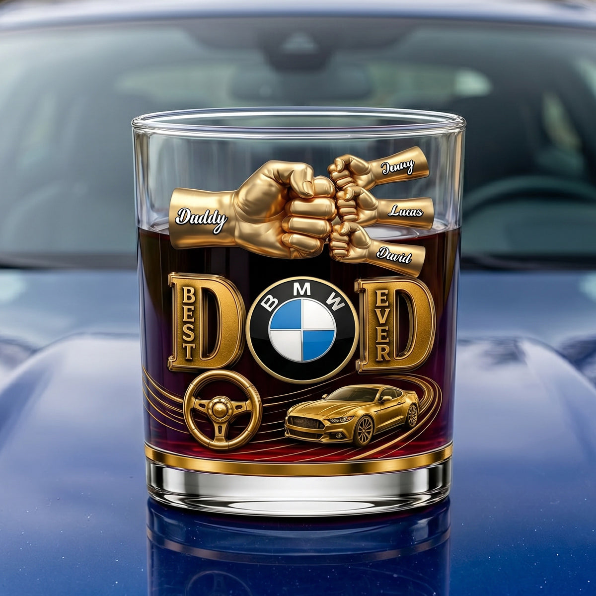 Muscle Car Dad Round Glass - Personalized Gift For Dads 03NATN220526