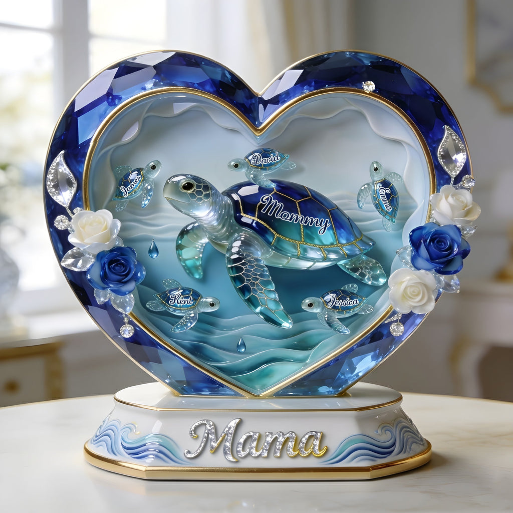 Sea Theme Turtle Mom And Kids Acrylic Plaque - Personalized Gifts For Mother's Day Plaque 04PGLU080426