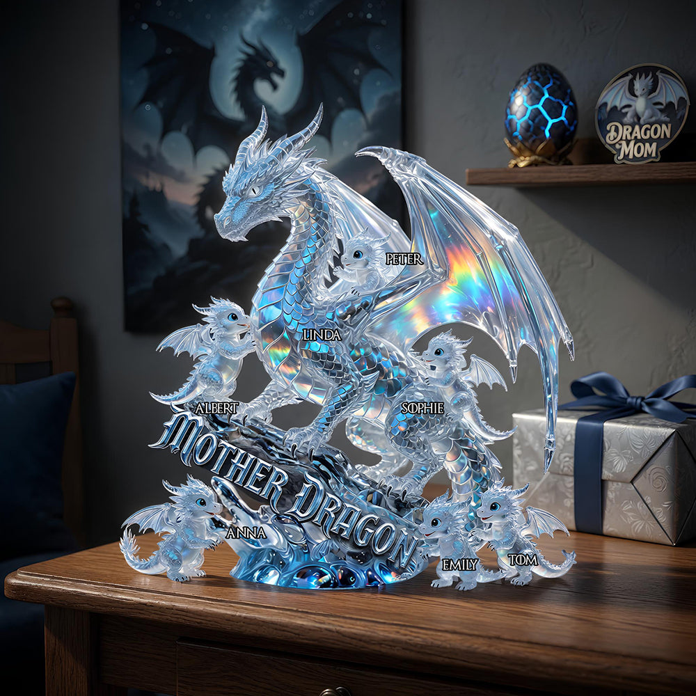 Magnificent Ice Dragon Mom Acrylic Plaque - Personalized Gifts For Mom 02QHDT200426