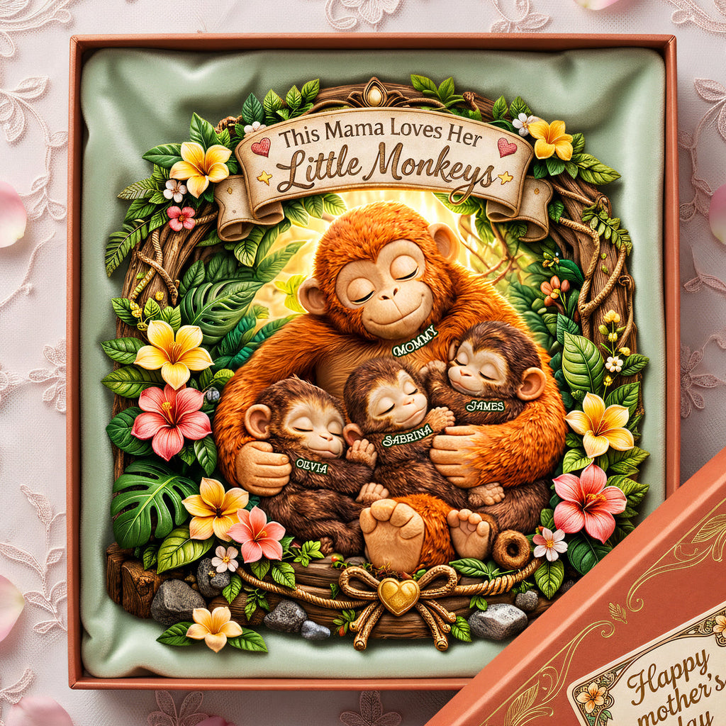 Mom And Her Little Monkeys Acrylic Plaque - Personalized Mother's Day Gifts 01tota110326
