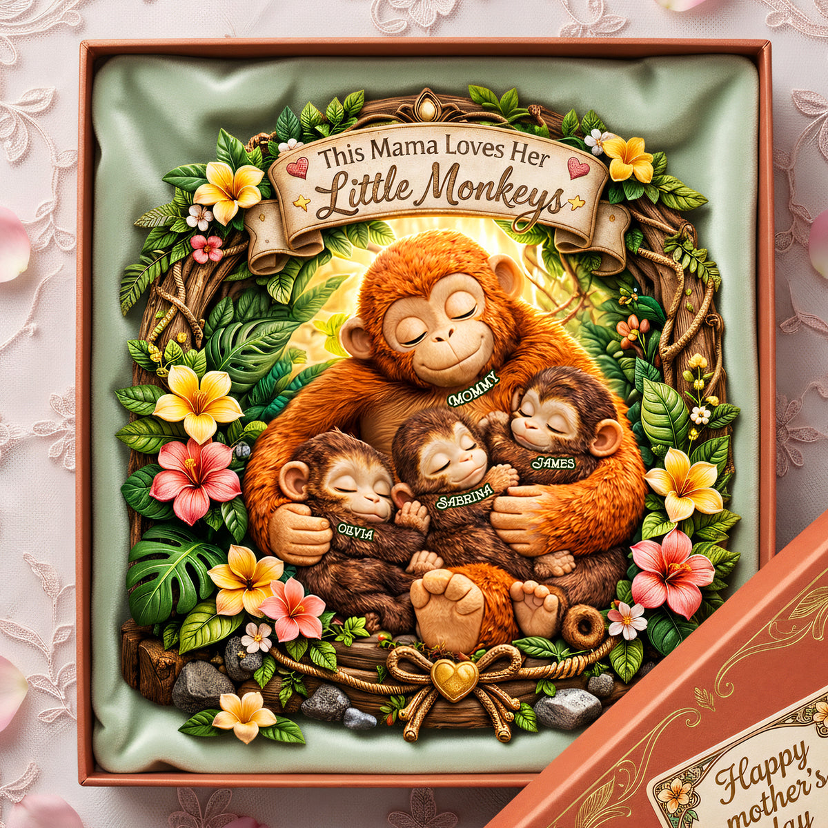 Mom And Her Little Monkeys Acrylic Plaque - Personalized Mother's Day Gifts 01tota110326