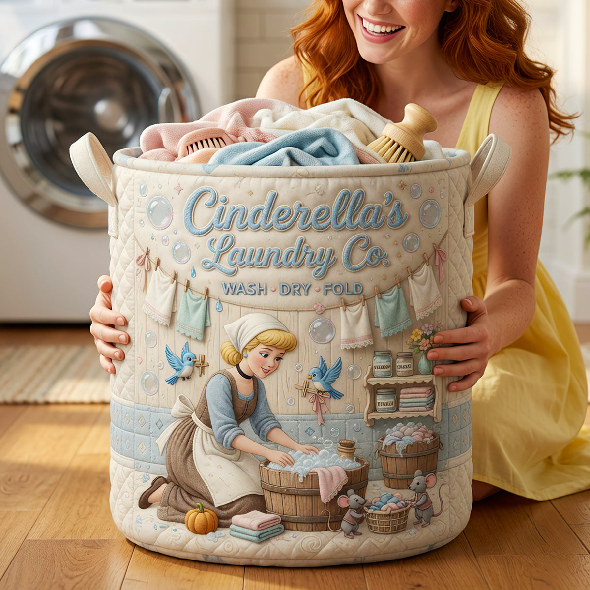 Everyday Royalty Quilted Laundry Basket - Personalized Gifts 03NADT100726