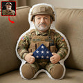 Custom Photo Military Memorial Folded Flag Pillow, Personalized Keepsake To Remember A Veteran 02qhqn250326