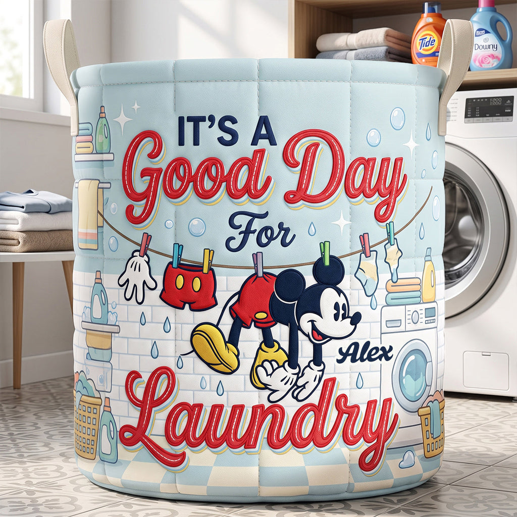 Is It A Good Day For Laundry Quilted Laundry Basket - Personalized Gifts 01natn110726