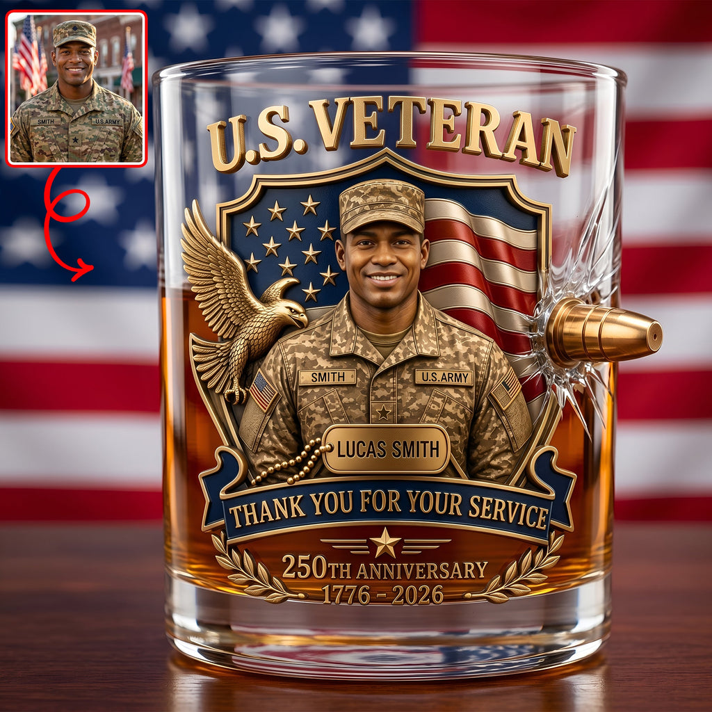 Honor Veteran Bullet Glass - Custom Photo Gifts For Veterans 01tyqn240626