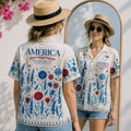 Subtle Folk Flowers Patriotic USA Hawaiian Shirt, Personalized Gifts For Patriots 02qhlu030626