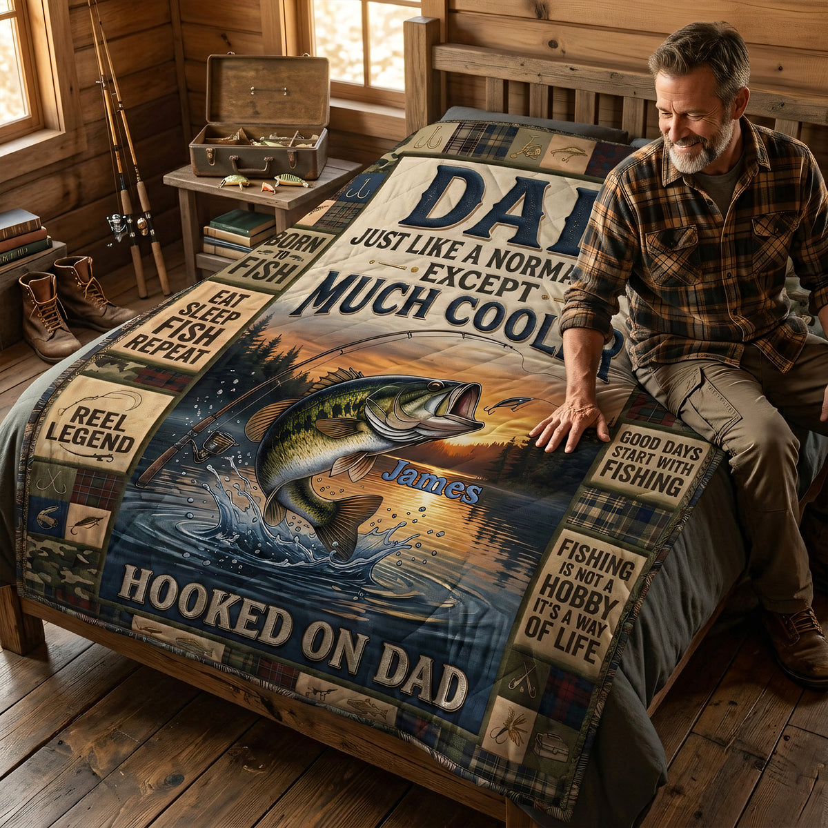 Hooked On Papa Forever Blanket - Personalized Gifts For Dad 02TYTA230426