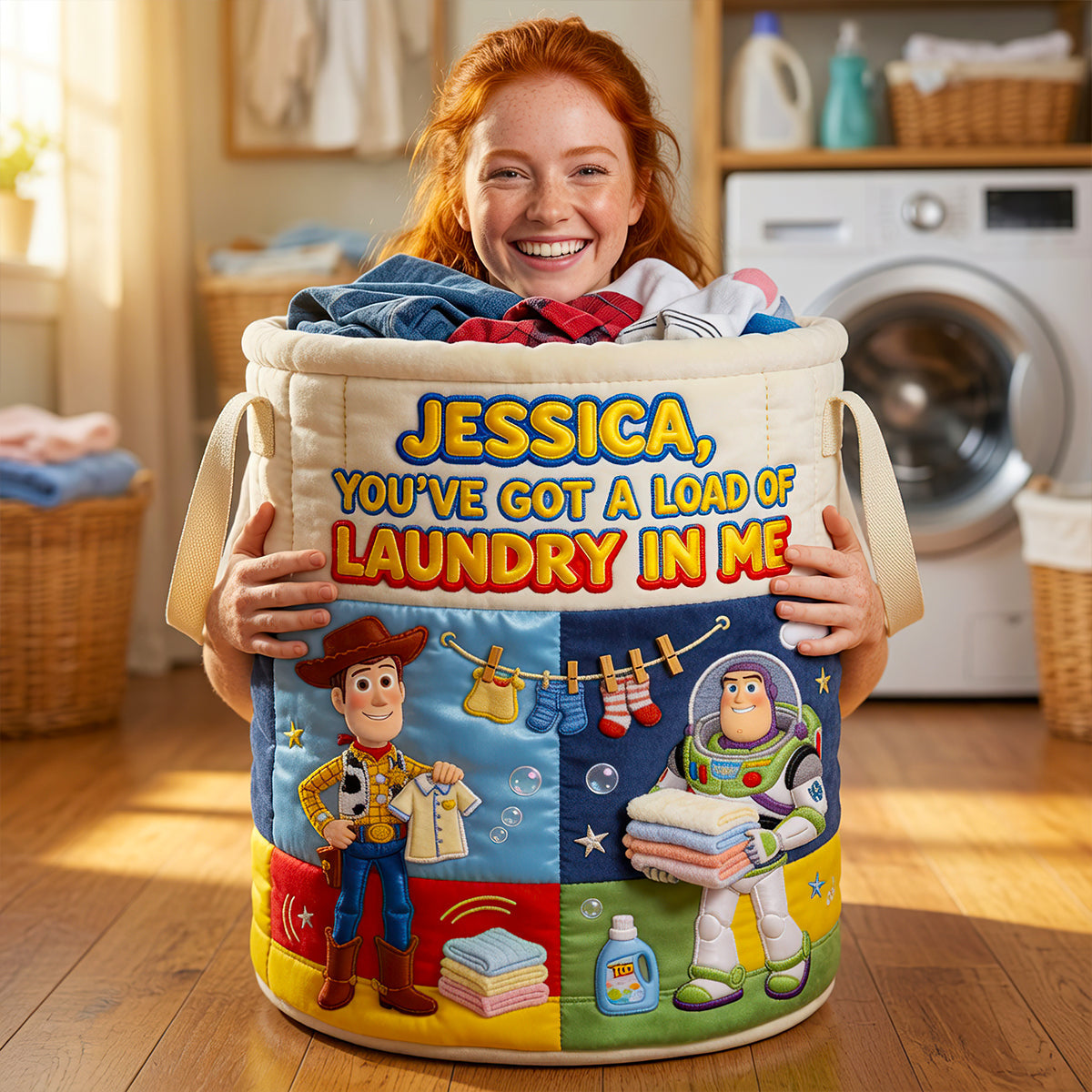 Colorful Quilted Laundry Basket - Personalized Gifts 05pgdt130726