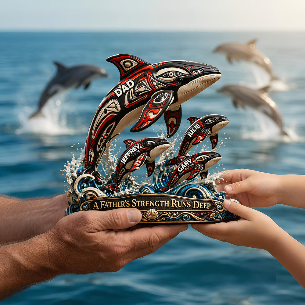 Dolphin Dad Indigenous Acrylic Plaque - Personalized Gifts For Dad 02TODT180426