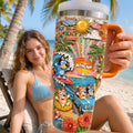 Summer Time 40oz Tumbler With Handle - Personalized Gifts 04PALU290626
