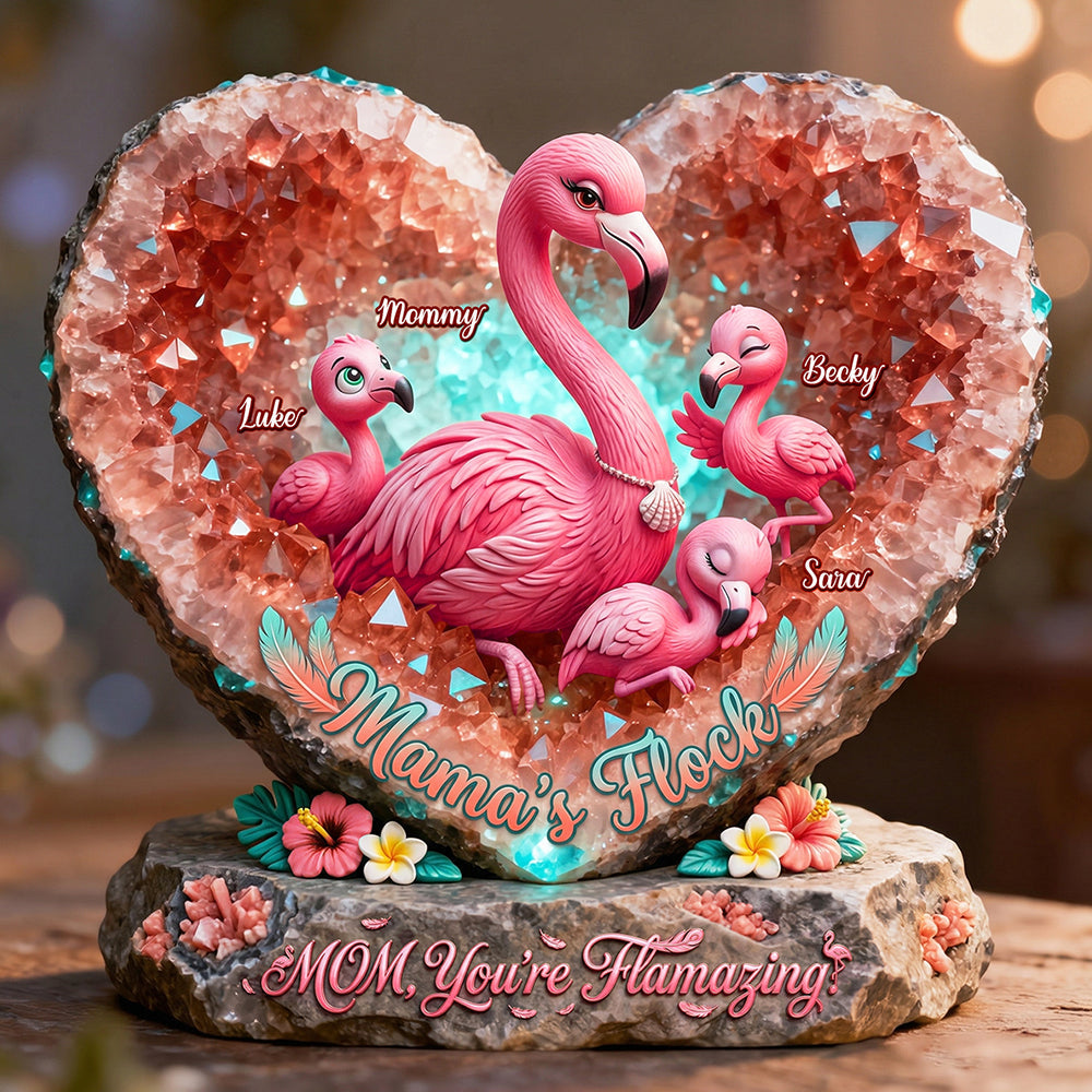 Flamigo Mom And Kids Heart Shape Acrylic Plaque - Personalized Gifts For Mother's Day Plaque 02HUDT030426