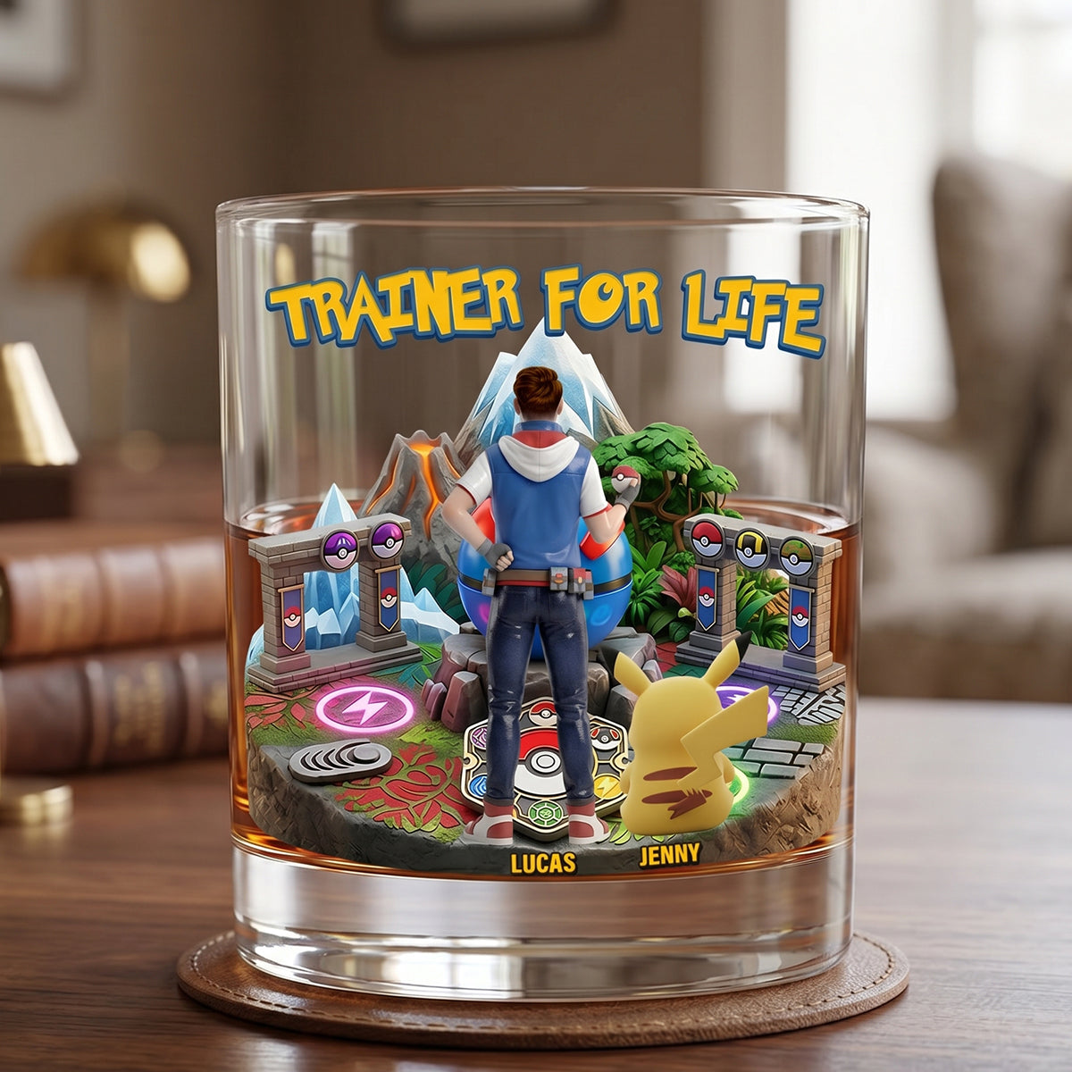 Champion Trainer Round Glass - Personalized Gifts For Anime Lovers 01OHTN090626