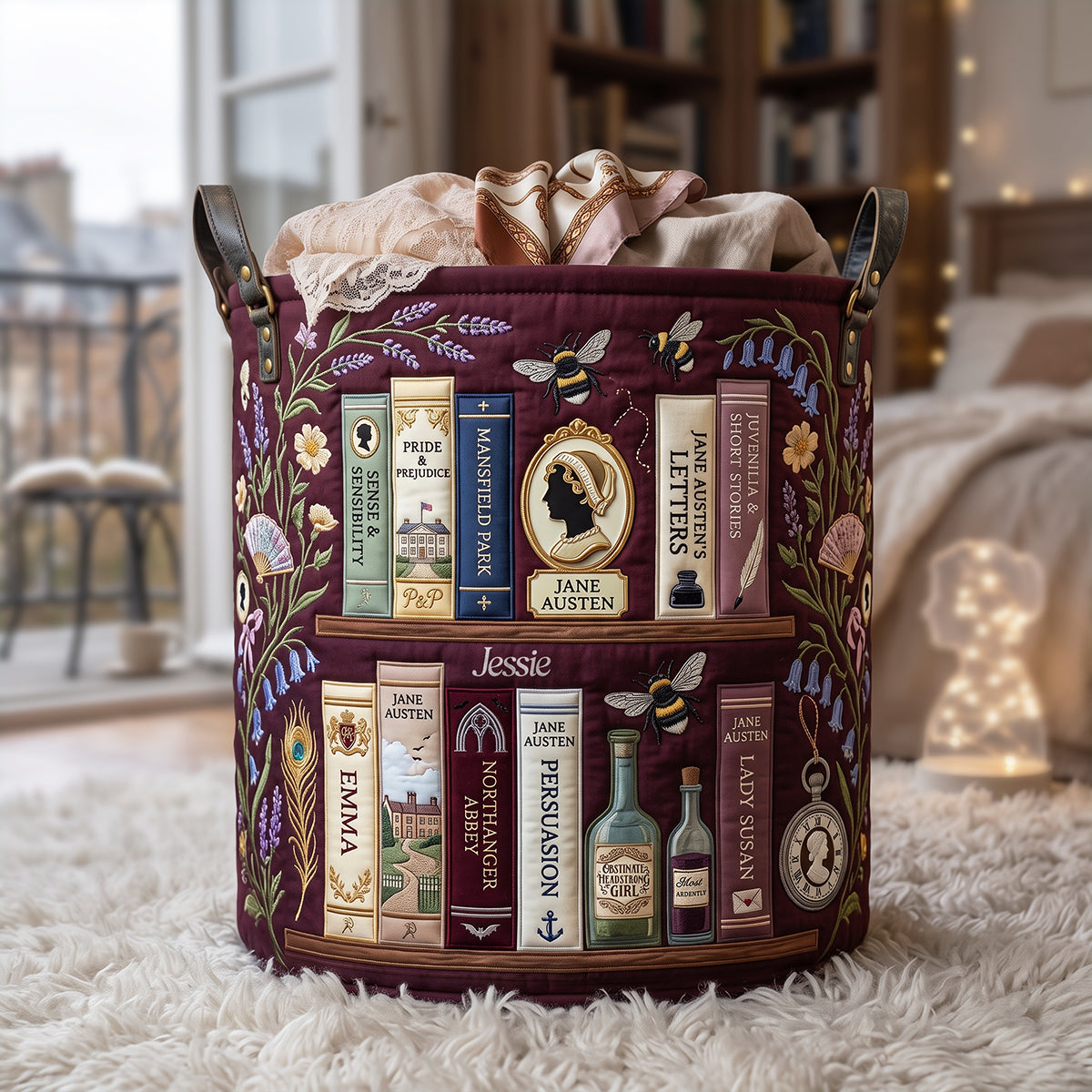 Social Satire & Romance Collection Quilted Laundry Basket - Personalized Gifts For Book Lovers 03qhta130726