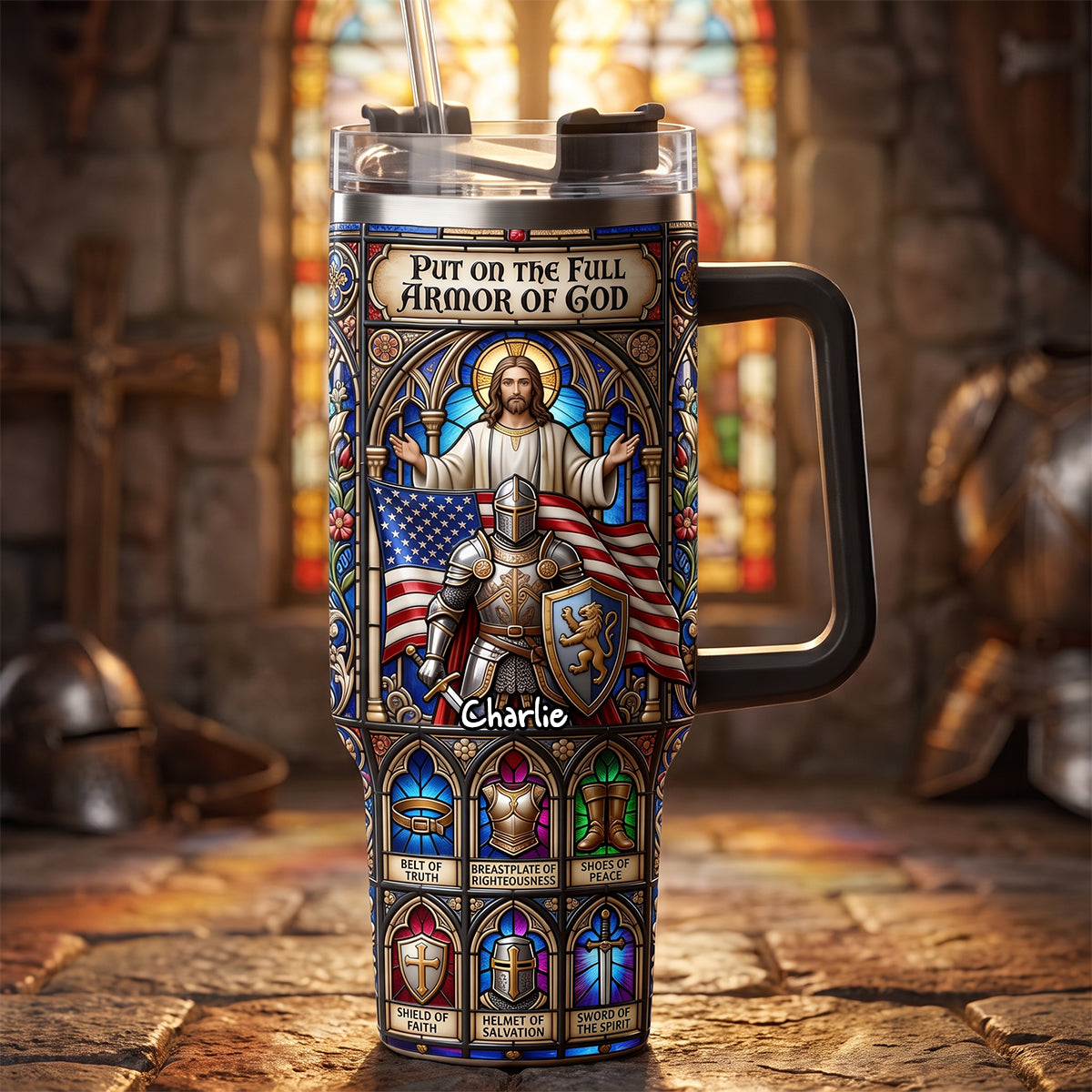 Full Armor Of God 40oz Tumbler With Handle - Personalized Gifts For Christians 04padh290626