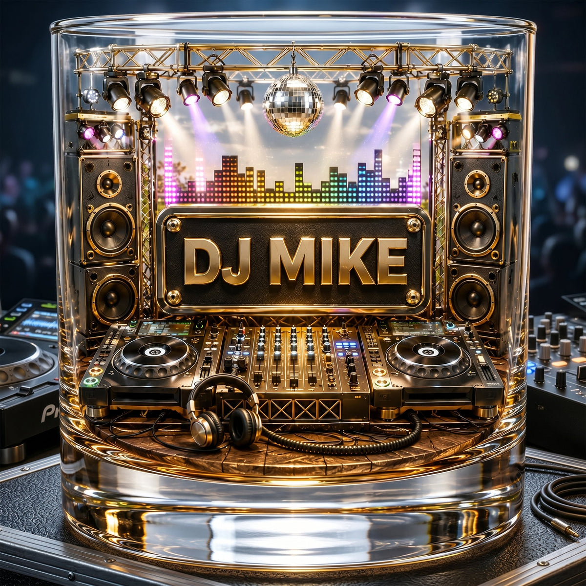 Party Beats Round Glass Personalized Gifts For Music Lovers 02NALU090626