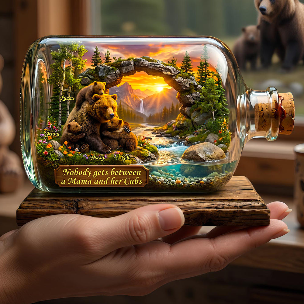 Mama Bear And Kids In Miniature Ecosystem Acrylic Plaque - Personalized Gifts For Mothers 01todt270426
