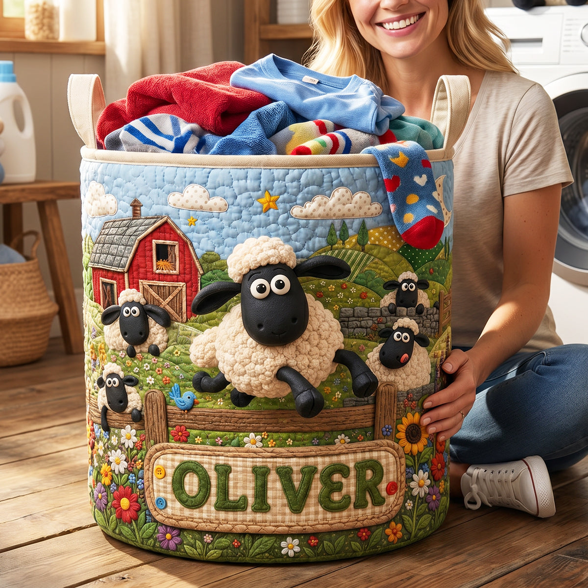 Farm Life Quilted Laundry Basket - Personalized Gifts 01hadt260626