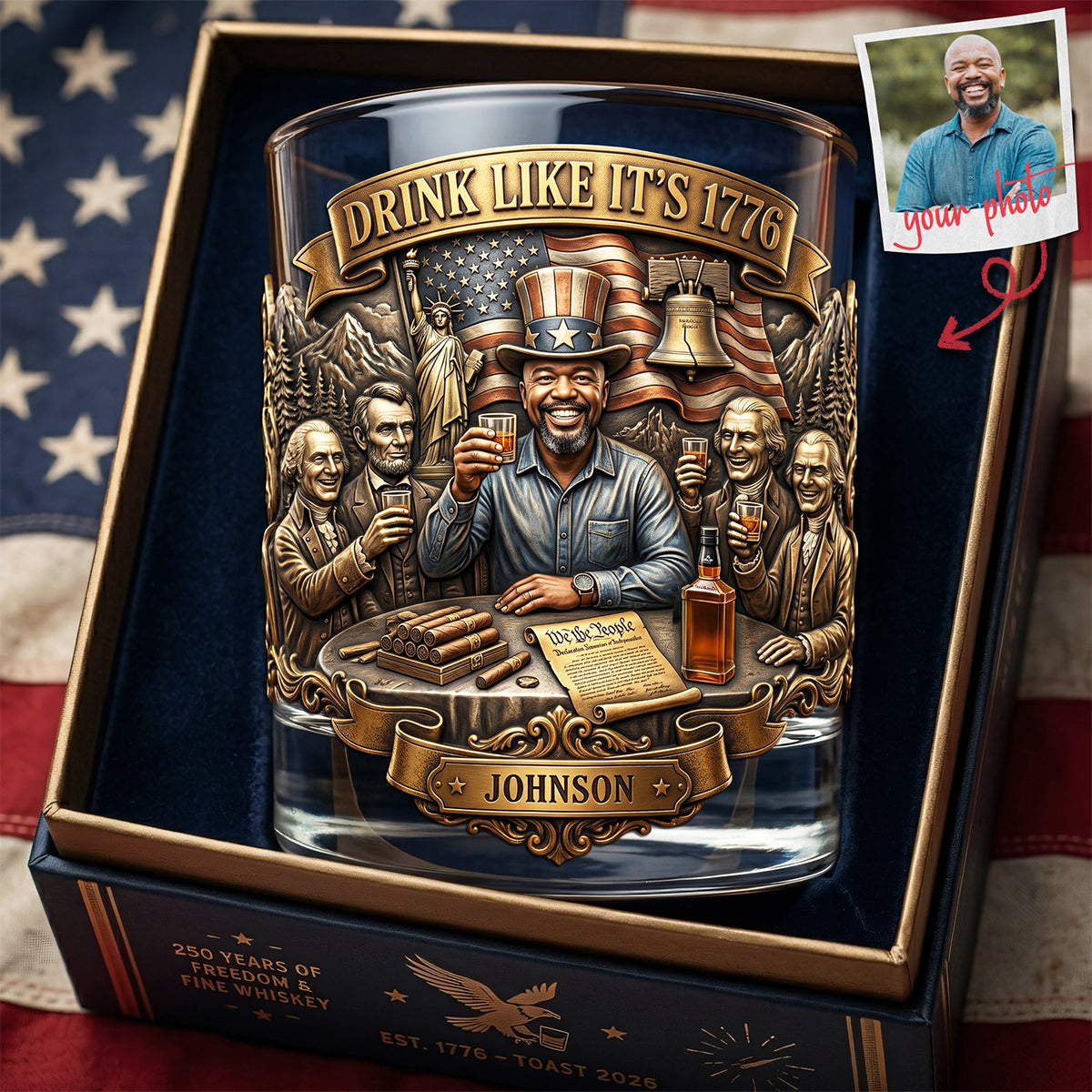 Fun Freedom Party Drinking Glass - Custom Photo Gifts For Patriots 02qhta270526