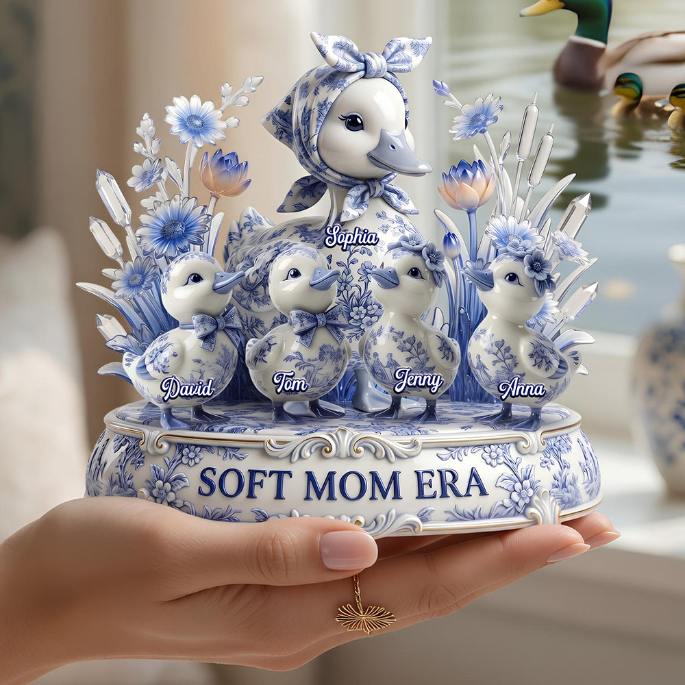 Toile De Jouy Duck Mom Acrylic Plaque - Personalized Gifts For Mother's Day Plaque 04PADT270426