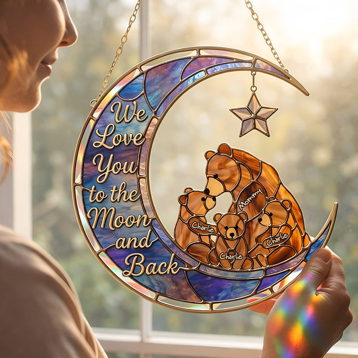 Proud Mama Bear Suncatcher - Personalized Gifts For Mom 05KILU030326