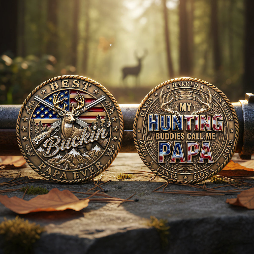 American Hunting Printed Metal Coin - Personalized Gifts For Grandpa 04pata020326