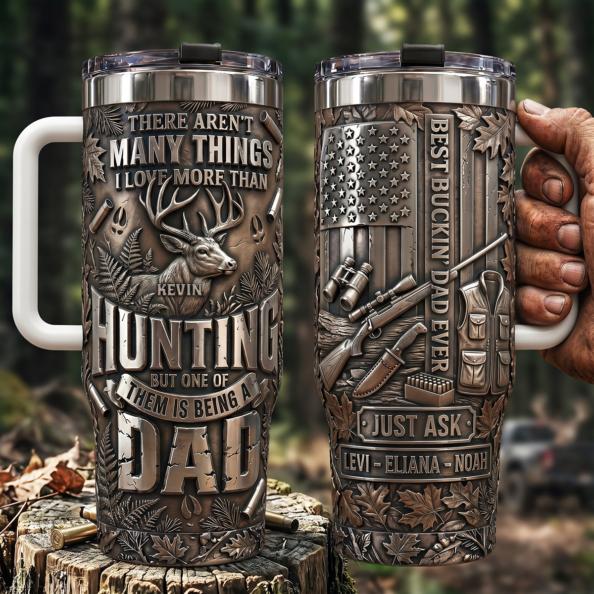 Hunting Obsessed Dad Tumbler With Handle, Personalized Gifts For Dads 03qhta230526