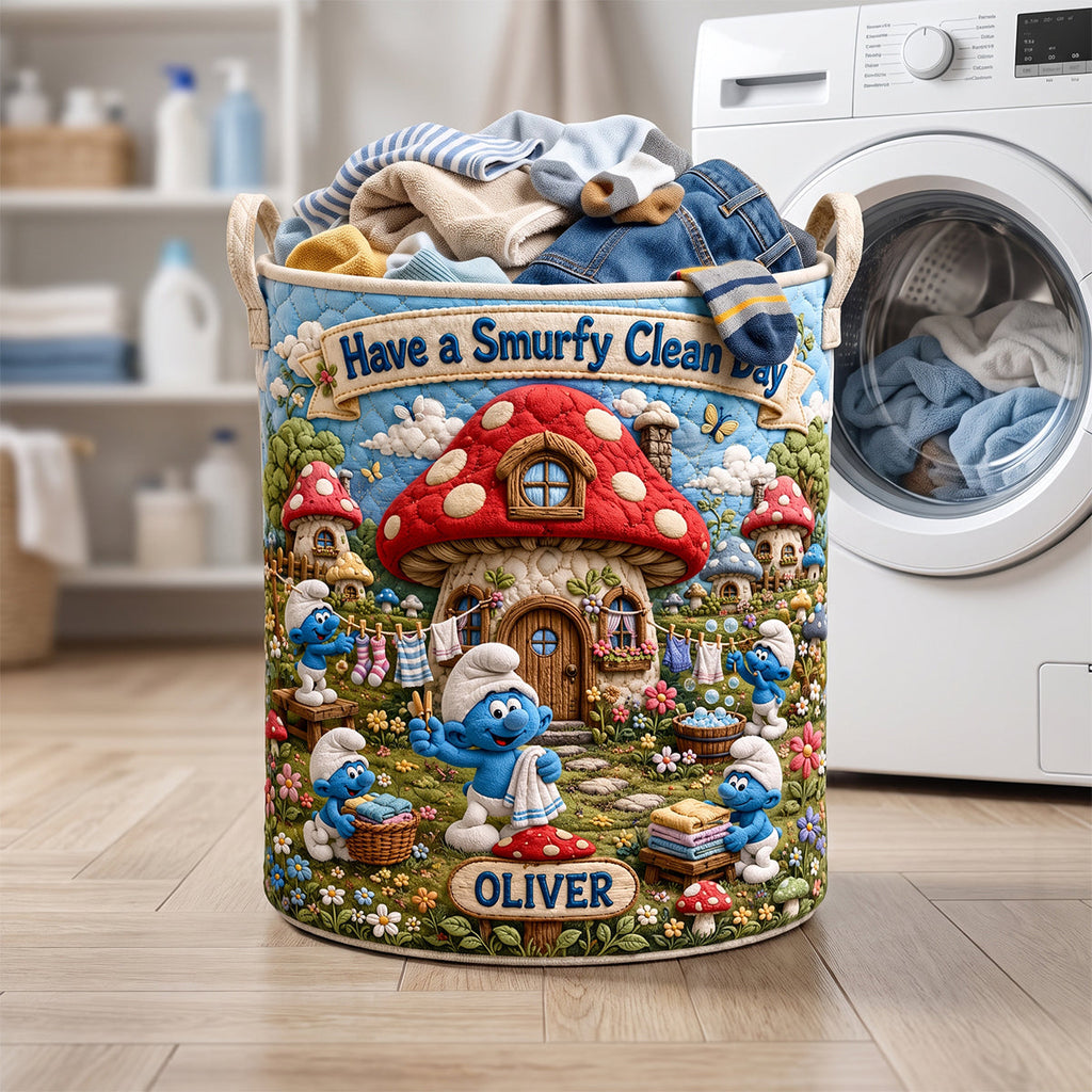 Blue Forest Friends Quilted Laundry Basket - Personalized Gifts 05hadh090726