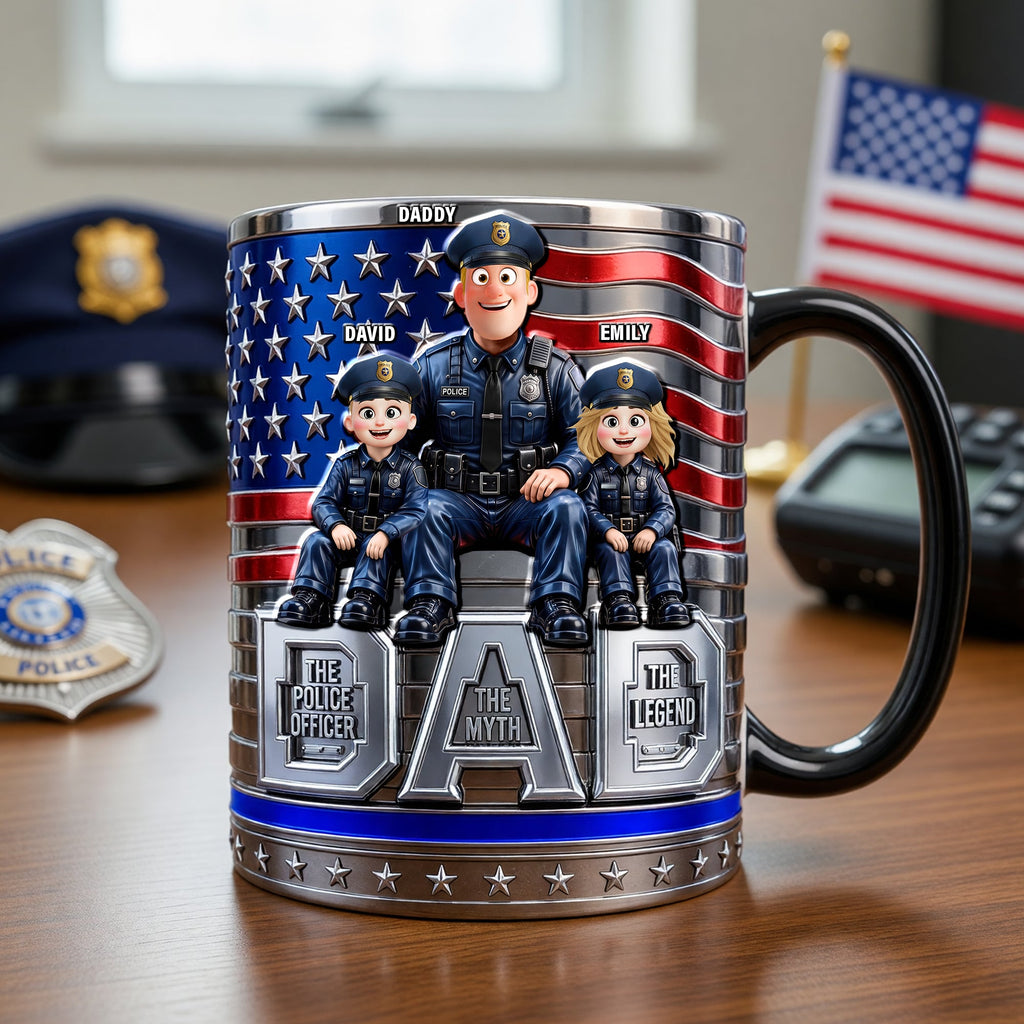American Police Dad Magic Mug - Personalized Gifts For Police Officer, Sheriff, Captain Dad 05qhqn220526