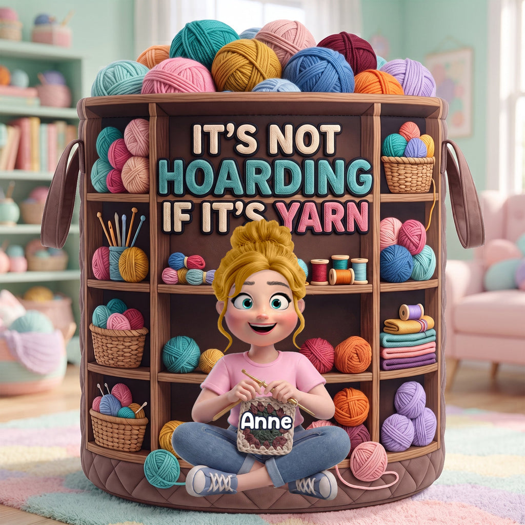 Crochet Girl Quilted Laundry Basket - Personalized Gifts For Crochet Lovers 04nalu090726