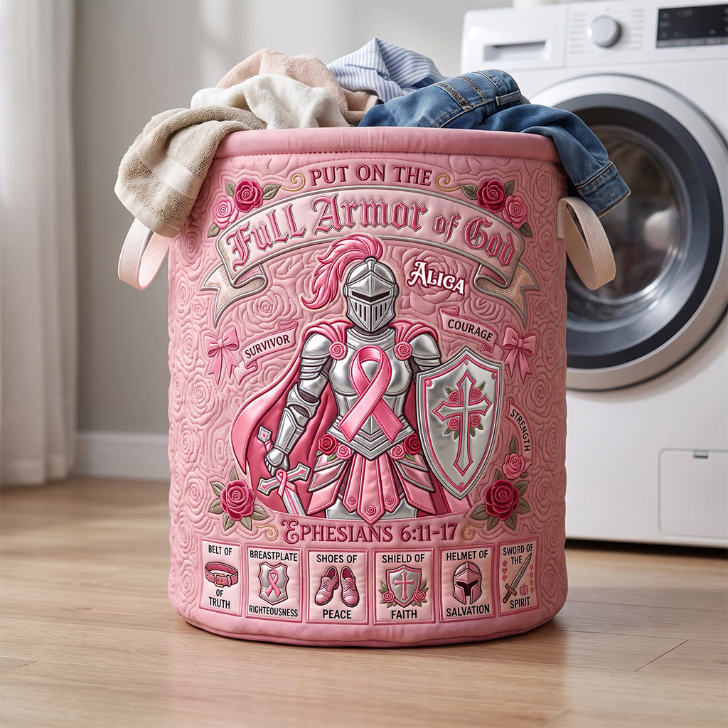 Full Armor of God Quilted Laundry Basket - Personalized Gifts For Christian 04padh100726