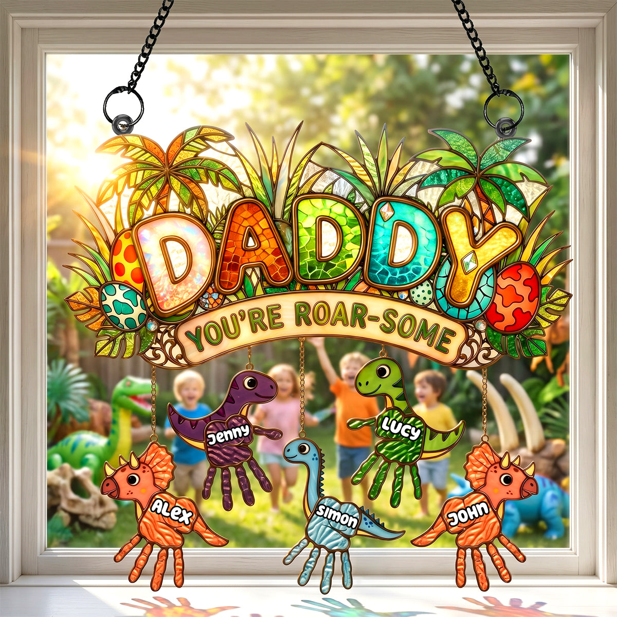 Tiny Roarsome Dino Kids Suncatcher Ornament - Personalized Gifts For Dad 01PADH290426