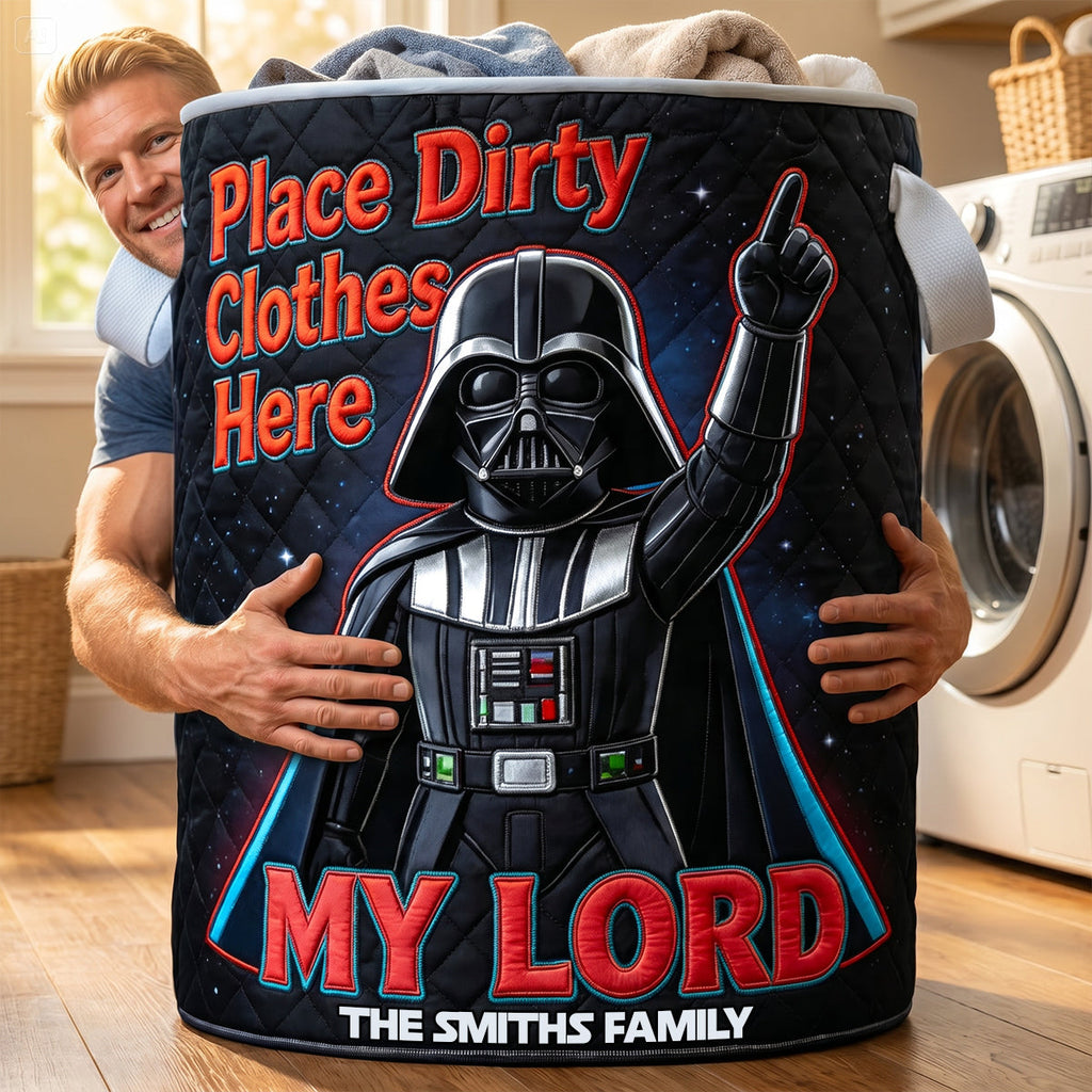 Place Dirty Clothes Here Quilted Laundry Basket - Personalized Gifts 03hudt090726