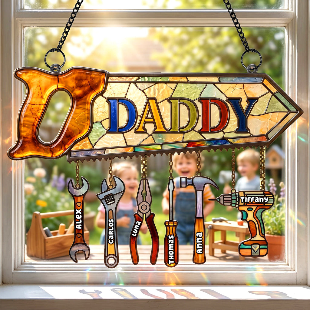 Daddy's Tool Kid Suncatcher Ornament - Personalized Gifts For Dad 03padh250426