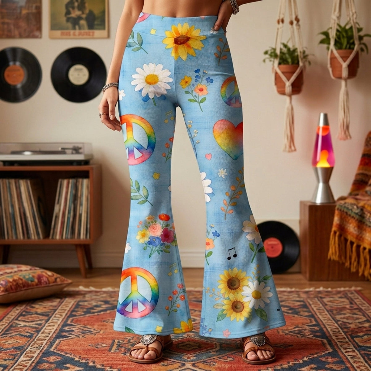 Hippie Peace Flare Leggings - Gifts For Hippie Lovers 05PGLU200326