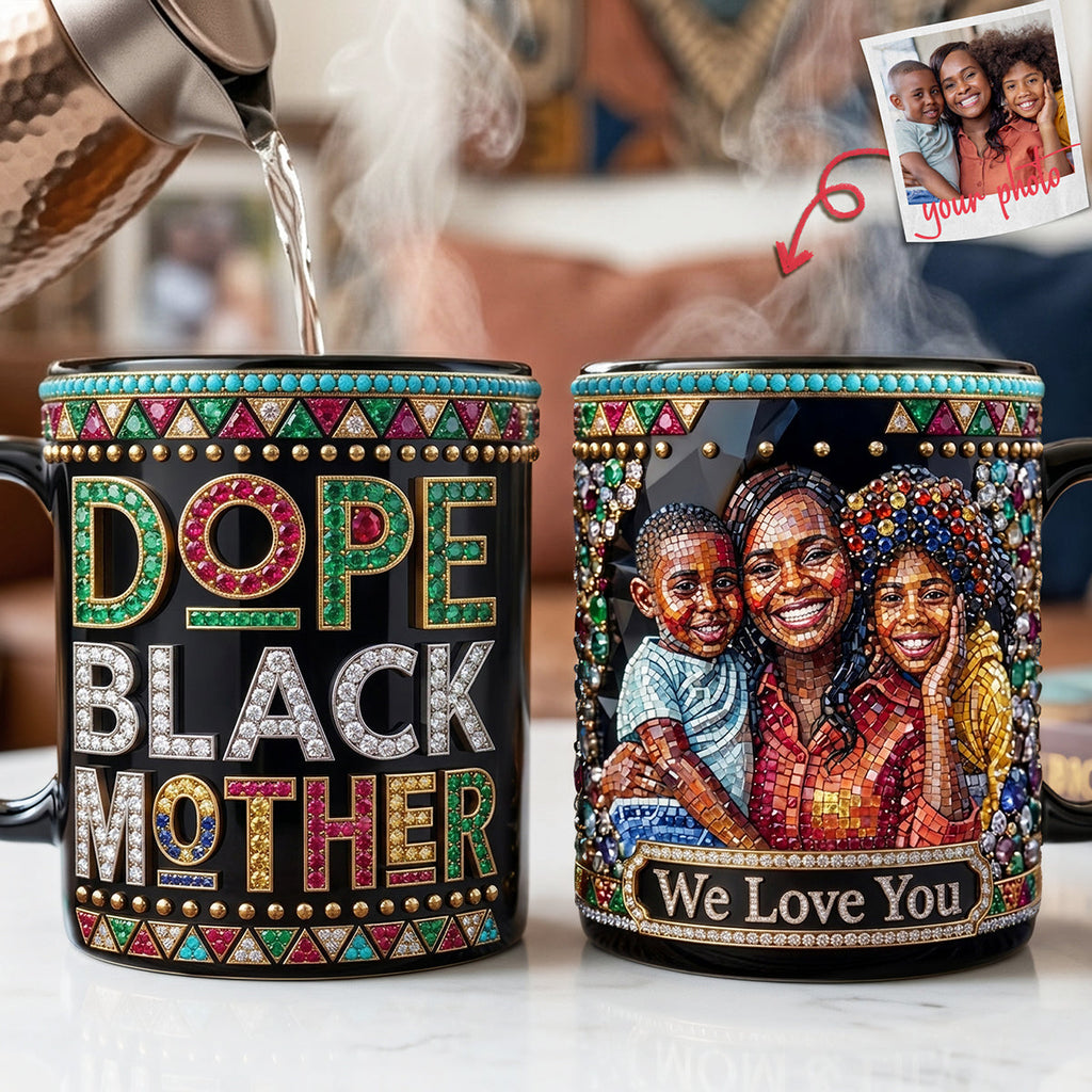 Custom Photo Black Mom Coffee Mug - Personalized Gifts For Mom 01huta130426