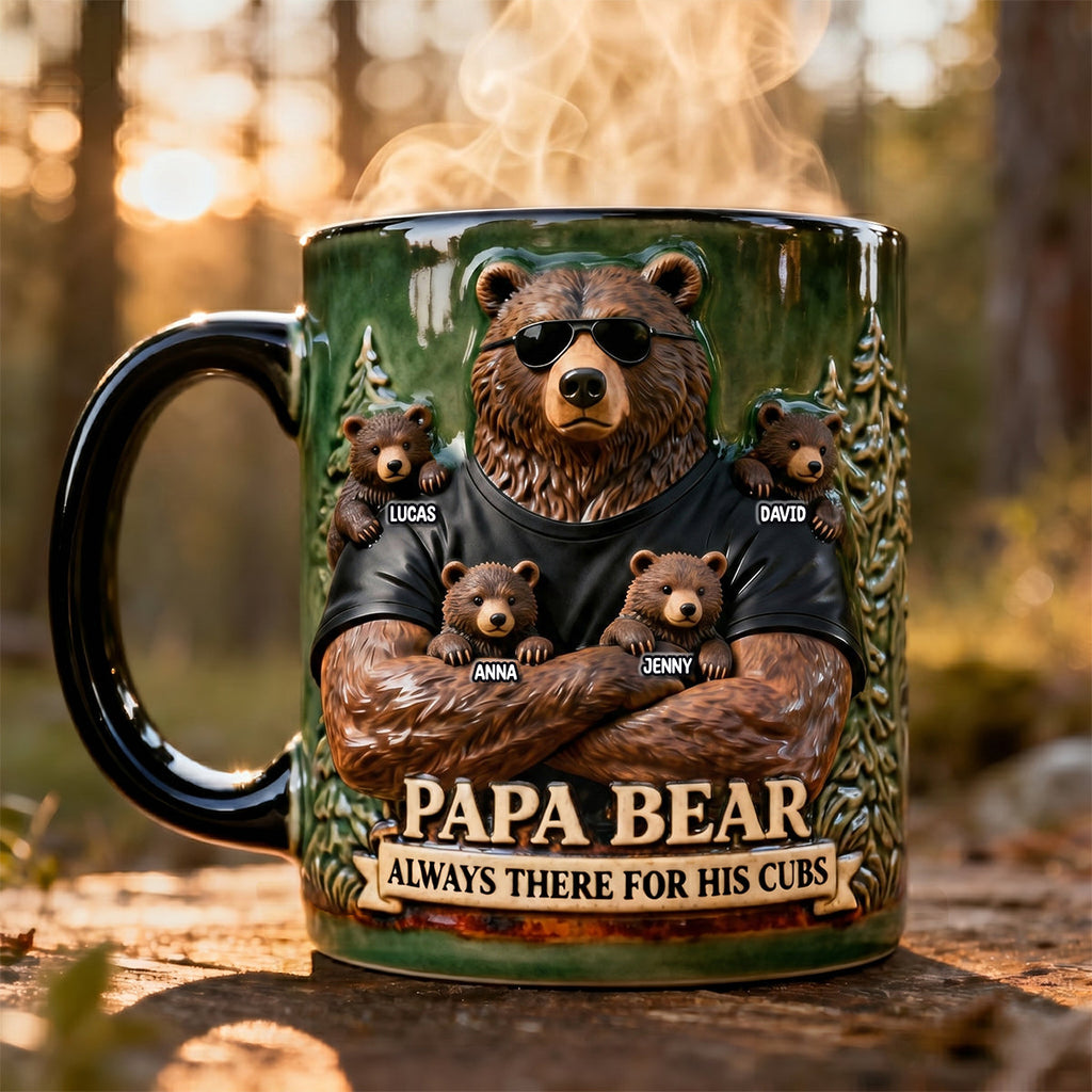 Strong Protective Bear Dad Magic Mug, Personalized Gifts For Dad 03qhtn200526