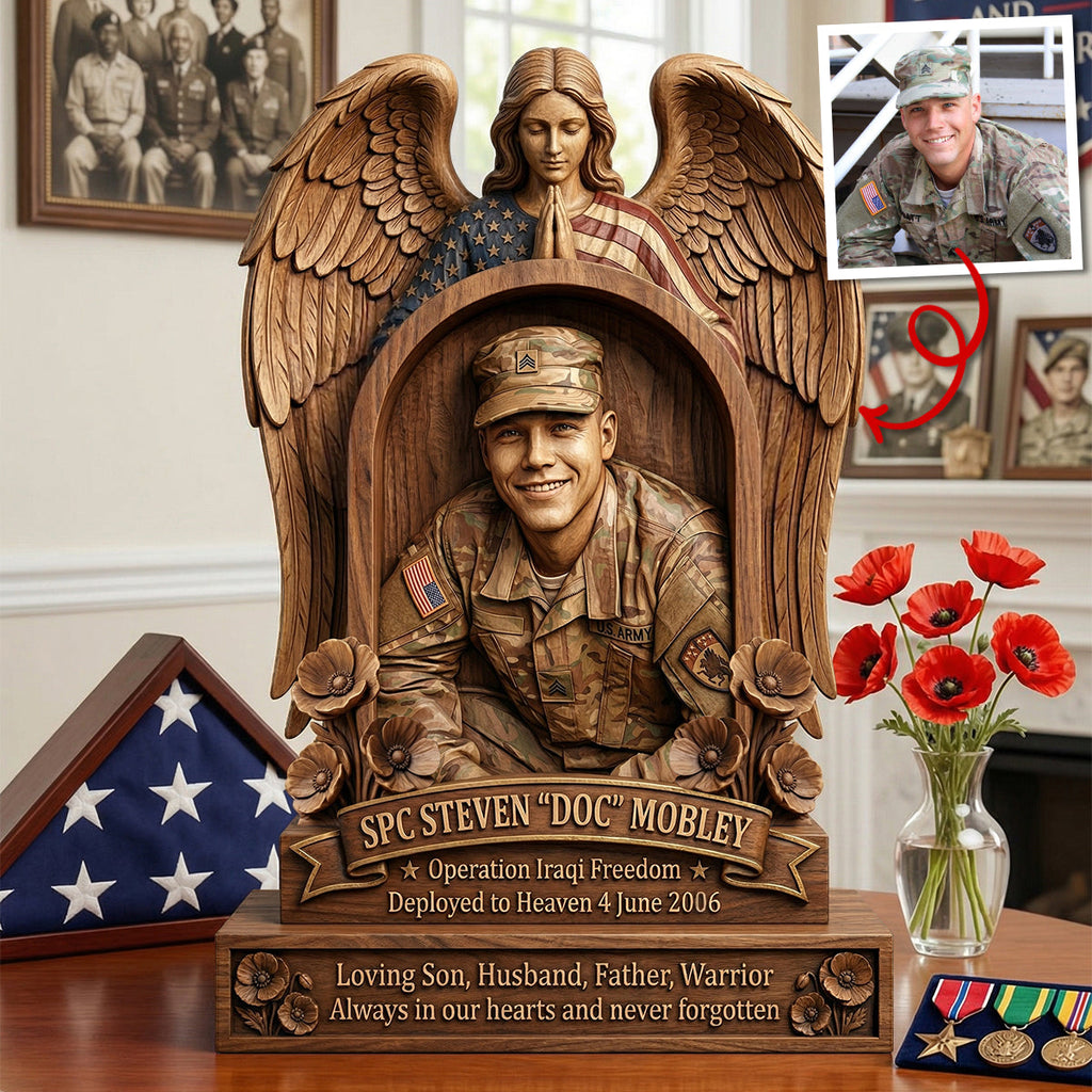 Custom Photo Military Hero Memorial Plaque, Keepsake To Remember A Veteran 02qhtn250326