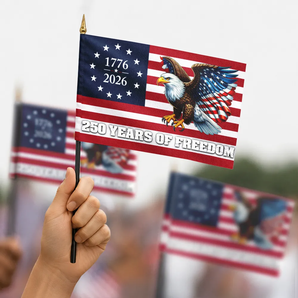 250 Years Of Freedom Patriotic Eagle - Personalized Handheld Flag