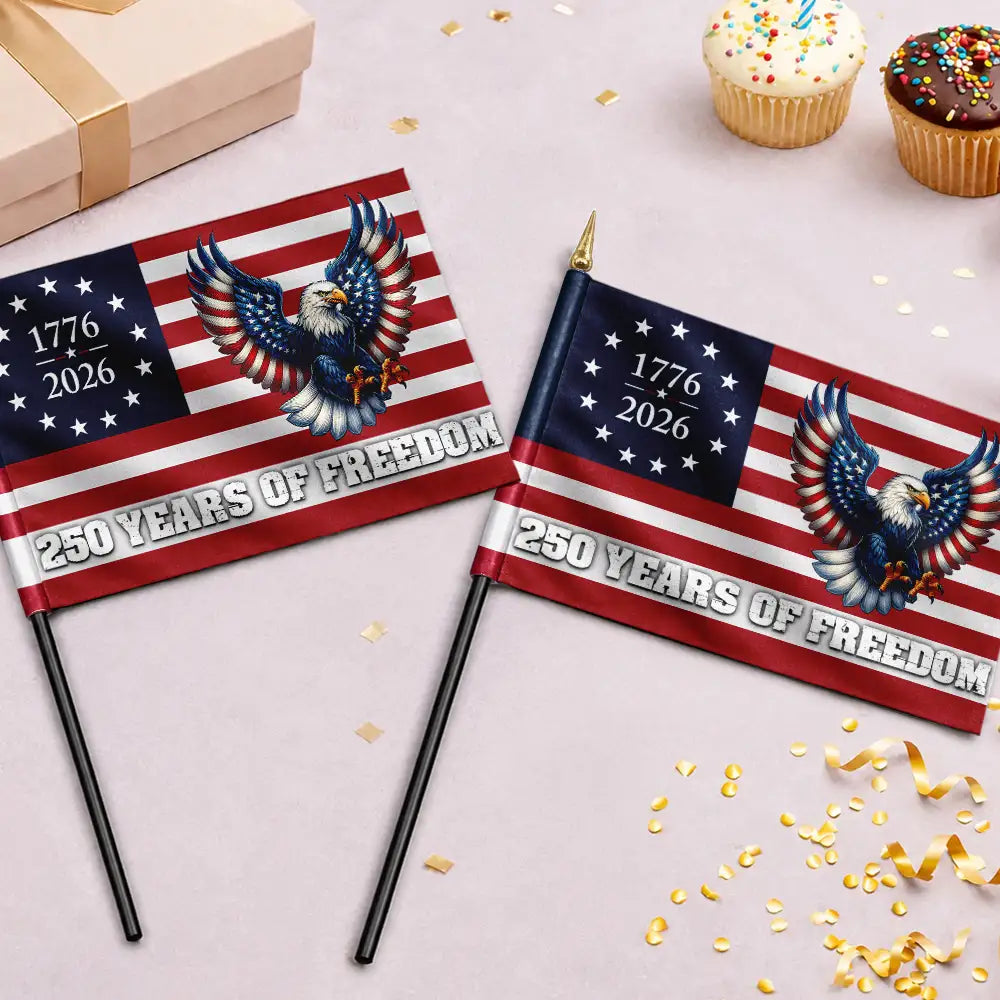 250 Years Of Freedom Patriotic Eagle - Personalized Handheld Flag
