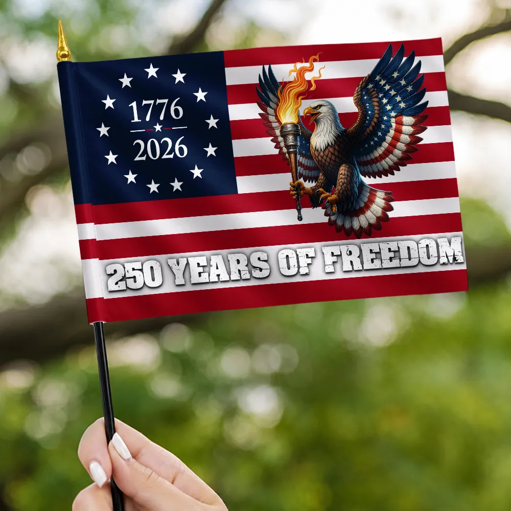 250 Years Of Freedom Patriotic Eagle - Personalized Handheld Flag