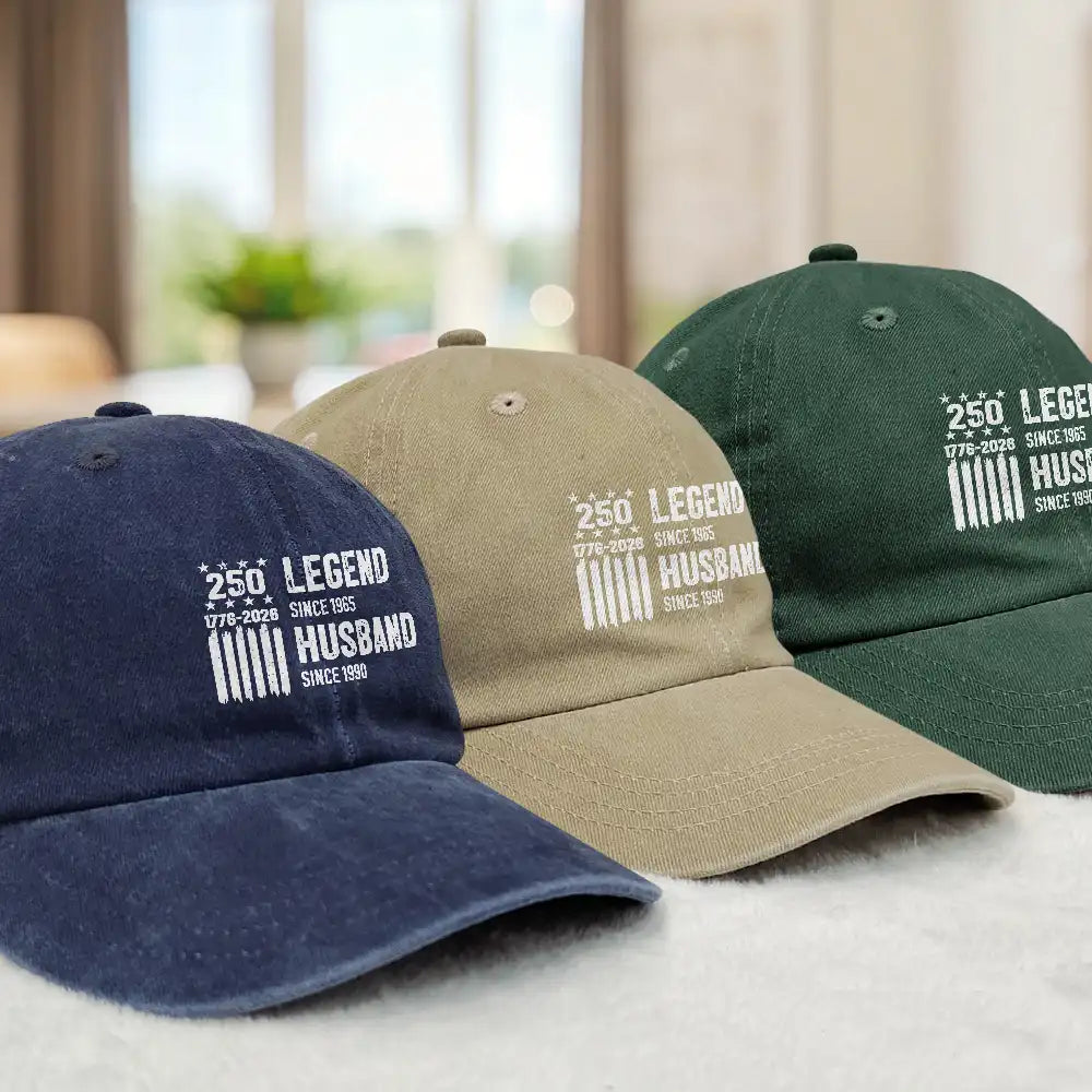 250th Anniversary Legend Husband Daddy Grandpa - Personalized Vintage Washed Denim Cap