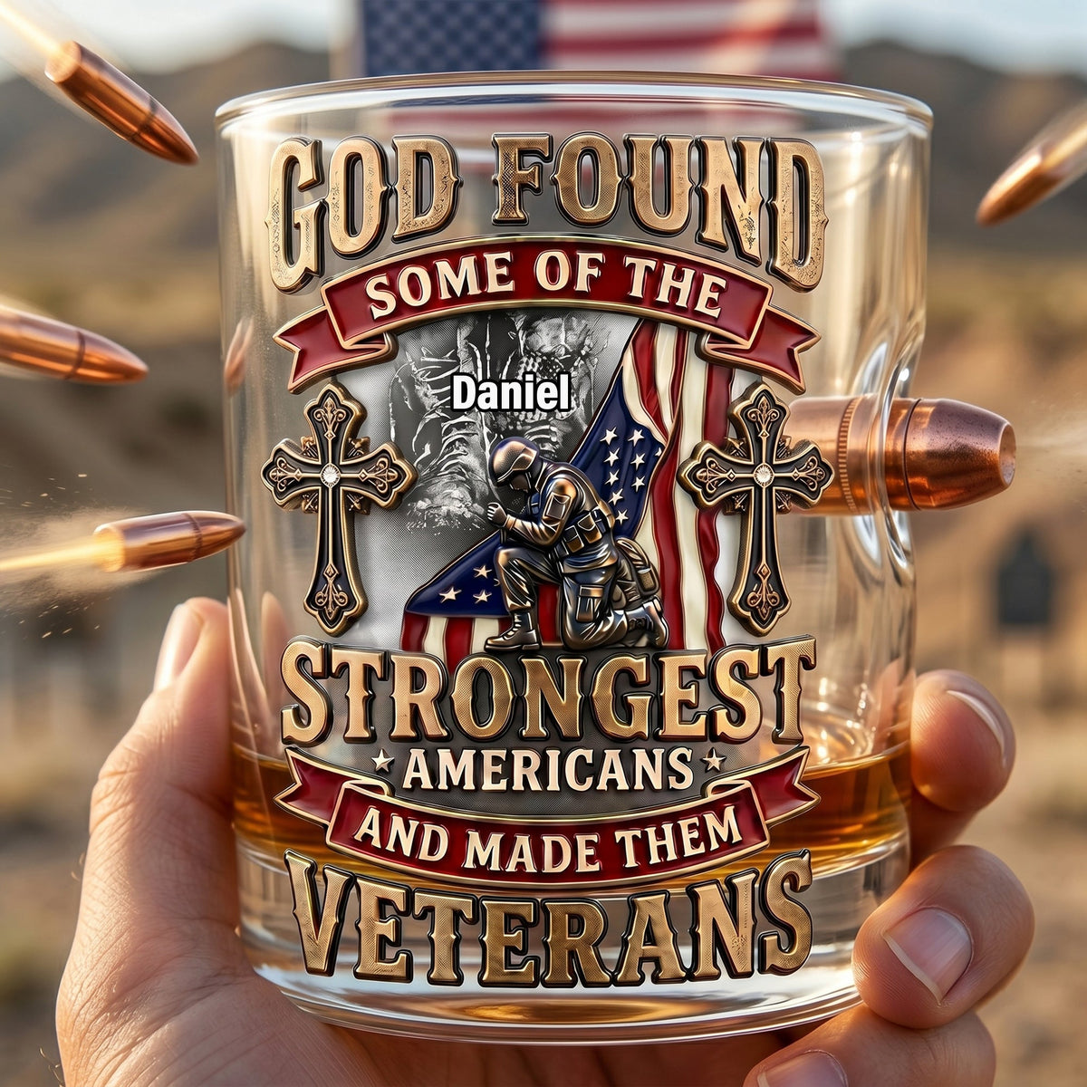 God's Strongest Veterans Bullet Glass - Personalized Gifts For Veterans 06PALU240626