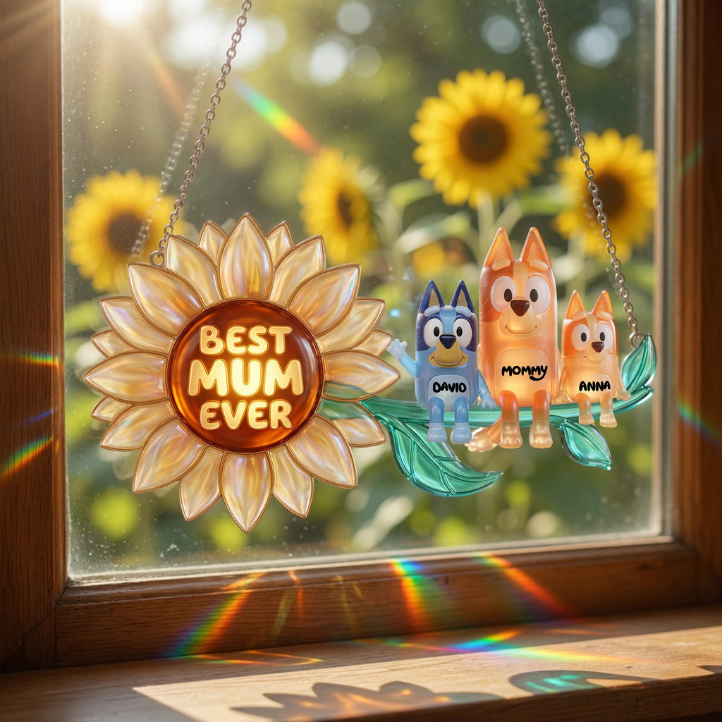 Best Mum Ever - Personalized Gifts For Mom Suncatcher Ornament 02nalu230426