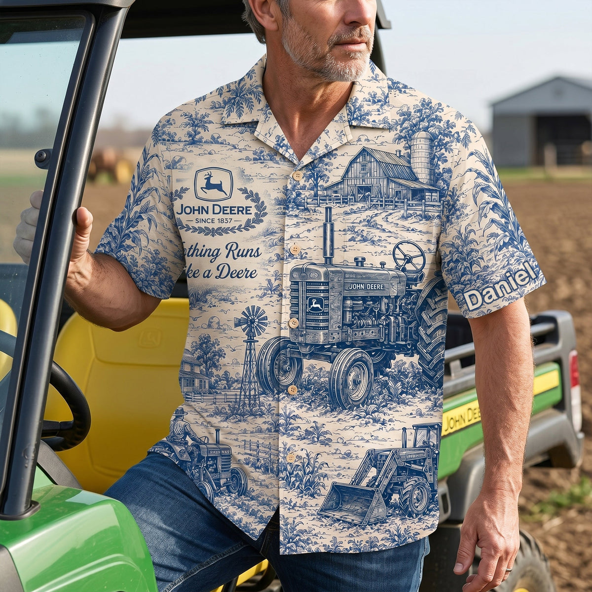 Farm Life Toile de Jouy Hawaiian Shirt - Personalized Gifts For Farmer 03NALU170626