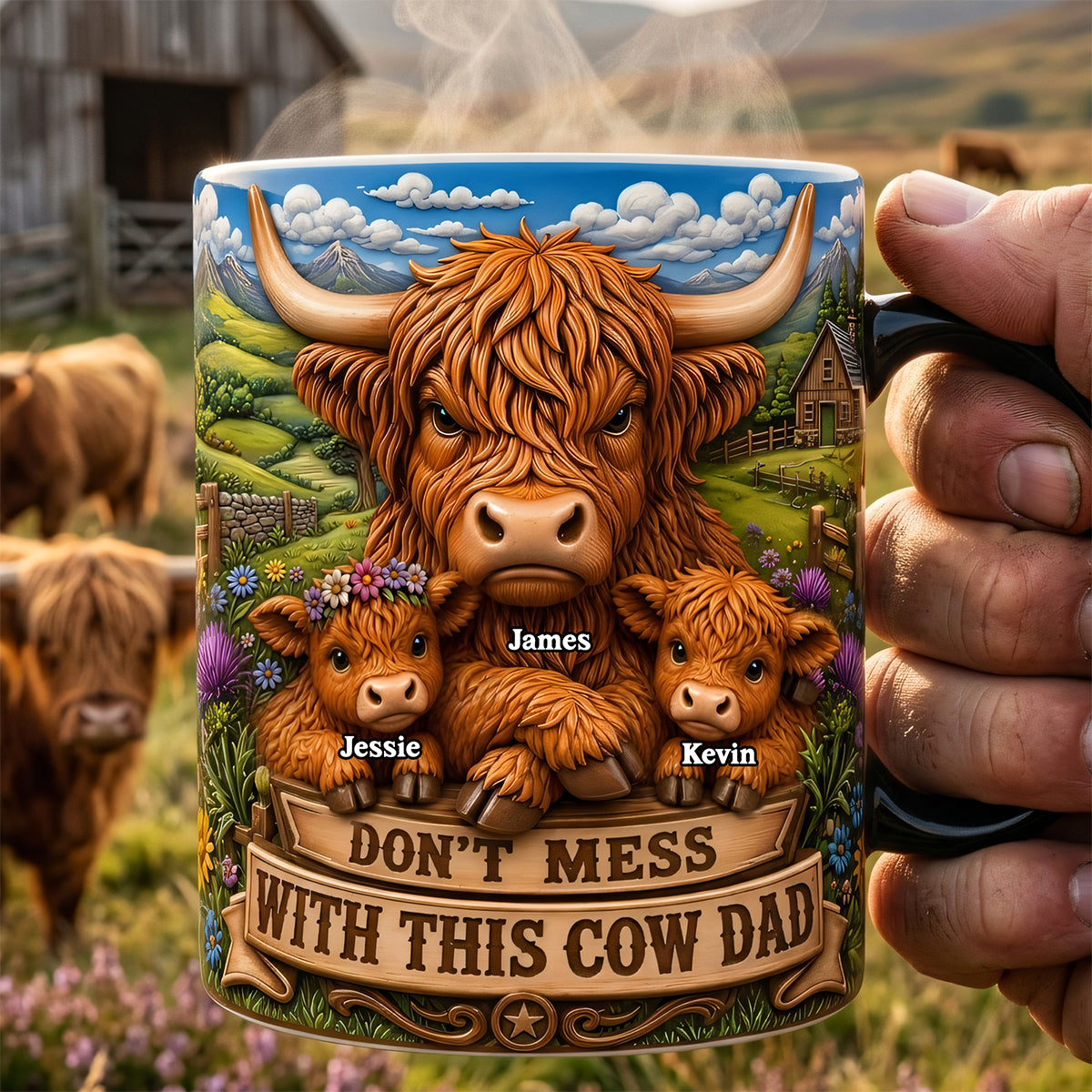 Rustic Highland Cow Dad Magic Coffee Mug- Personalized Gifts For Dads 03TYTA220526
